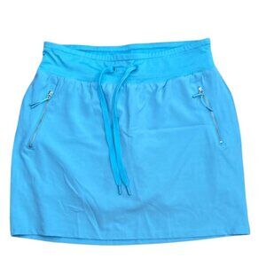 ACX Skort Womens Med Teal Blue Drawstring Zipper Pockets Skirt Shorts Activewear